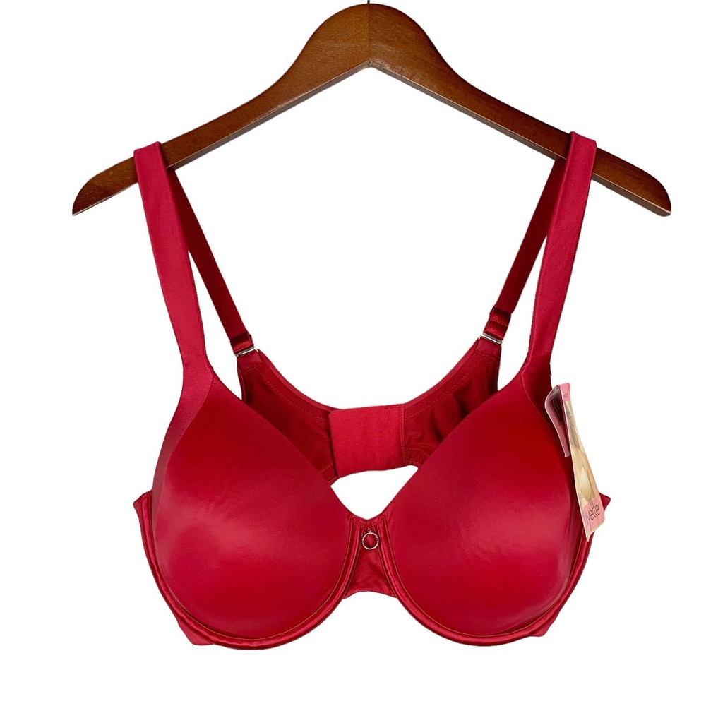 New Lilyette Bra Foam Underwire Red 0897 Adjustable 40D
